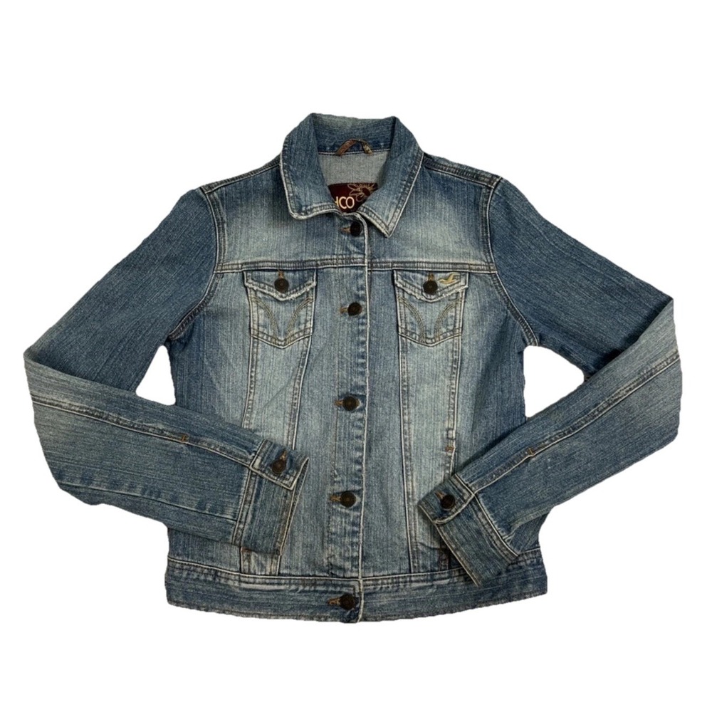 Hollister Jacket Women's Size M Blue Denim Jean Jacket Button Up Classic Fit HCO